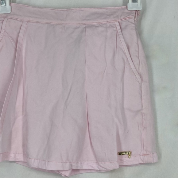 Guess Girls Size 8 Skort Shorts Light Ballet Pink Tencel Poplin Side Zip Pockets - Picture 3 of 11